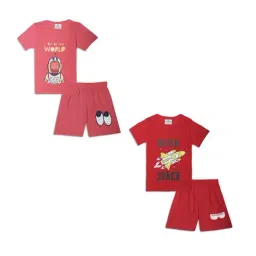 Vimal Jonney Kids Red & Pink Printed T-Shirt Set-image-63