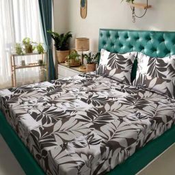 Klotthe Brown 300 TC Polycotton Double Bedsheet with 2 Pillow Covers-image-59