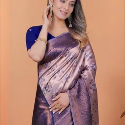 DIVASTRI Women Purple Banarsi Woven Design Silk Blend Saree-picture-47