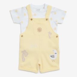 HOP Baby by Westside Yellow Sun Print Cotton Dungaree with T-Shirt Set-image-37
