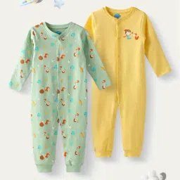 Nauti Nati Unisex Multicolor Cotton Graphic Regular Fit Sleepsuit - Pack of 2-picture-42