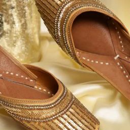 Glam Story Women's Gold Ethnic Juttis-image-84