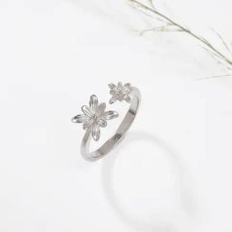 GIVA 92.5 Sterling Silver Dual Blooming Flower Ring for Women-image-54