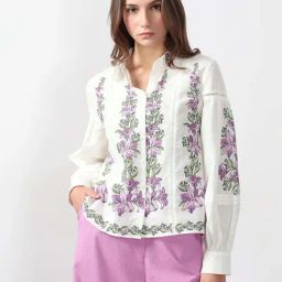 Vero Moda Off White Cotton Regular Fit Floral Print Shirt-image-8