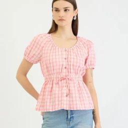 Elle Pink Checks Top-image-30