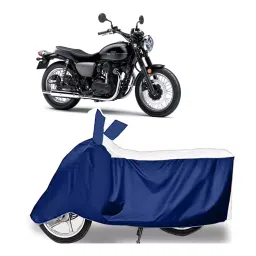 Auto Pearl Two Wheeler Cover for Yamaha W800 - White, Blue-image-14
