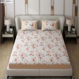 Monte Carlo Essence Beige Polyester 130 TC King Bedsheet with 2 Pillow Covers-image-77