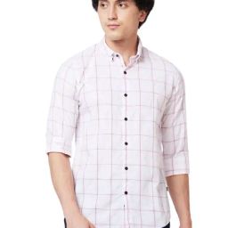 Spykar Pink Cotton Regular Fit Checks Shirt-picture-12
