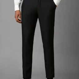 Louis Philippe Black Slim Fit Texture Trousers-image-51