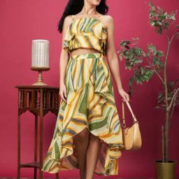Globus Multicolor Printed Top With Skirt-image-53
