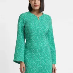Allen Solly Green Printed Shift Dress-image-97