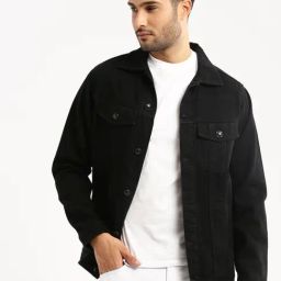 SHOWOFF Black Slim Fit Denim Jacket-picture-11
