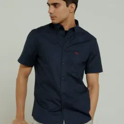 ANDAMEN Navy Slim Fit Shirt-picture-1
