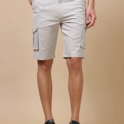 Bushirt Pastel Grey Regular Fit Cargo Shorts-picture-10