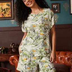 Clovia Green Regular Fit Printed Night Suit-picture-10