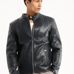SHOWOFF Navy Blue Slim Fit Jacket-image-10