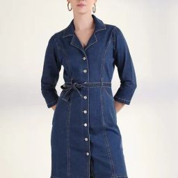 showoffff Showoff Navy Blue Cotton Regular Fit Dress-picture-22