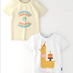 Nauti Nati Girls Multicolor Cotton Printed Regular Fit T-Shirt - Pack of 2-picture-2