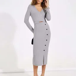 Styli Grey Bodycon Dress-image-19