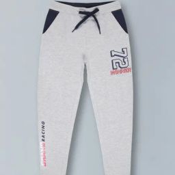 3PIN Boys Grey Melange Cotton Graphic Joggers-image-99