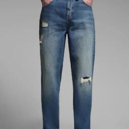 Jack & Jones Blue Cotton Loose Fit Distressed Jeans-picture-11