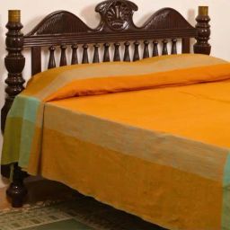 Peepul Tree Honey Mustard Cotton 300 TC Marigold Collection Bed Cover-picture-37