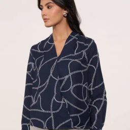 Annabelle By Pantaloons Navy Regular Fit Printed Top-image-1