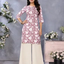 Rangita Mauve Regular Fit Floral Kurta-picture-18