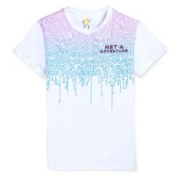 Gini & Jony Kids White & Blue Printed T-Shirt-picture-0