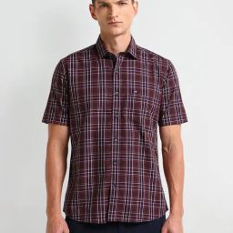Arrow Red Cotton Regular Fit Checks Shirt-picture-43