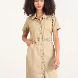 Showoff Beige Cotton Regular Fit Dress-image-84