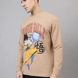 Free Authority Beige Cotton Blend Regular Fit Prined Sweatshirt-image-32