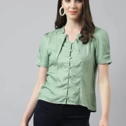 Latin Quarters Sage Green Viscose Regular Fit Top-picture-9