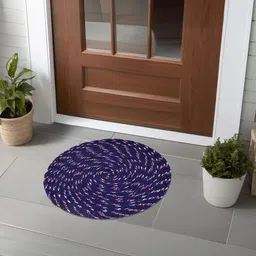 Kuber Industries Maroon & Blue 4 Pieces Textured Cotton Anti-Slip Doormats-image-88