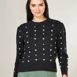 Honey by Pantaloons Black Self Pattern Sweater-25