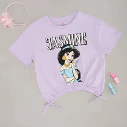 Pantaloons Junior Girls Pastel Lilac Cotton Character Based T-Shirts-picture-25