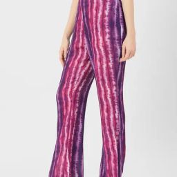 Moomaya Purple & Pink Printed Regular Fit High Rise Pants-image-35