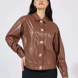 Styli Brown Plain Jacket-image-80