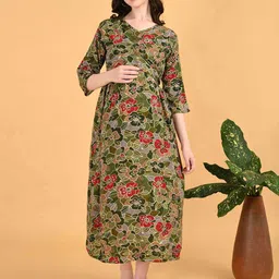 GOLDSTROMS Women Maternity Floral PrintedA-Line Dress-image-54