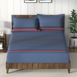 Nautica Bristol Stripes Multicolor 150 TC King Bedsheet with 2 Pillow Covers-picture-44