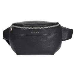 SASSORA Gamy Black Textured Medium Waist Bag-image-49