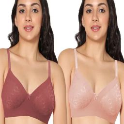 IN CARE Rust & Peach Non-Wired Full Coverage Push-Up Bra - Pack of 2-image-95