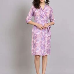 Powersutra Purple Regular Fit Printed Dress-image-20