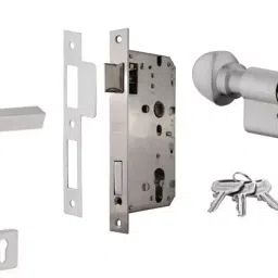 Dorset 70 mm Lock Set With Both Side Key Cylinder Silver Chrome ML NE OR image 1
