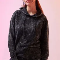 Bewakoof Black Self Relaxed Fit Hoodie-image-42