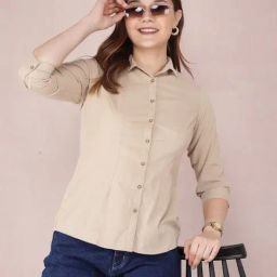 Crimsoune Club Beige Cotton Slim Fit Shirt-image-32