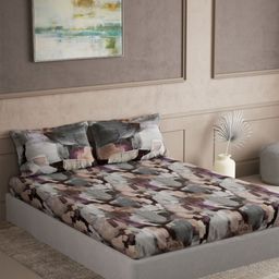 DDecor Burgundy & Green Printed 144 TC Cotton Double King Bedsheet Set 2.54 m x 2.74 m-picture-47