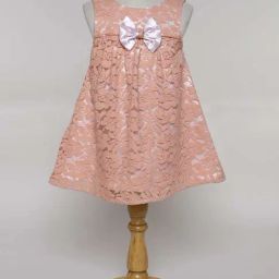 Many Frocks Kids Peach Embellished Dress-image-75