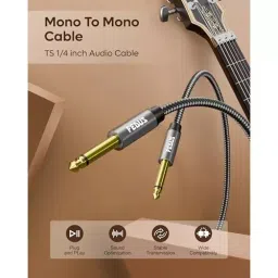 FEDUS Mono to Mono L-Shape Guitar Jack Cable Grey 1.5 m for Mixer, Microphone, Amplifier, Stereo Speaker image 5