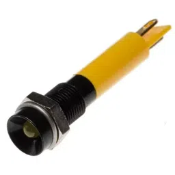 RS PRO Yellow Panel Mount Indicator 12V DC, Mounting Hole Size 6 mm, Termination Type Solder Tab, Model No 206306-40